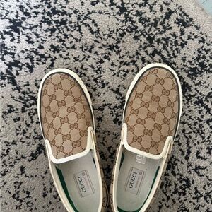 Gucci Beige and Cream Slip-On Sneakers